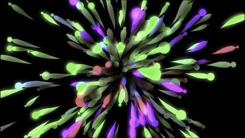 Multicolored rays spreading from one point into all the sides on a black Stock Illustration