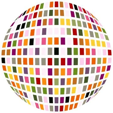 Multicolored rectangle tiles in the form of sphere Illustration