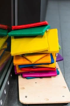 Multicolored rectangular objects on top of each other 스톡 사진