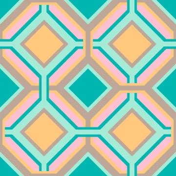 Multicolored rhombuses seamless pattern in retro style Stock Illustration
