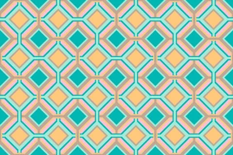 Multicolored rhombuses seamless pattern in retro style Stock Illustration