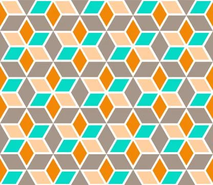 Multicolored rhombuses seamless pattern in retro style Stock Illustration