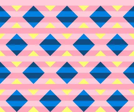 Multicolored rhombuses seamless pattern in retro style Stock Illustration