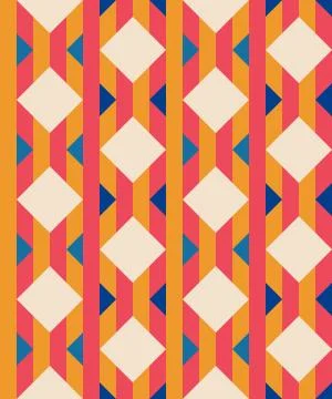Multicolored rhombuses seamless pattern in retro style Stock Illustration