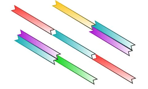 Multicolored ribbon banners interlocking in a diagonal arrangement Stock Illustration