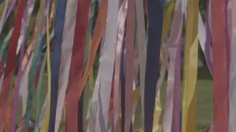 Multicolored ribbons sway slowly. Stock Footage 157715541