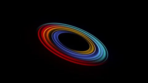 Multicolored ring of moving particles flashing, glowing and spinning Stock Footage 251490329