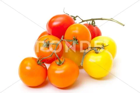 Multicolored ripe fresh tomatoes Stock Photos
