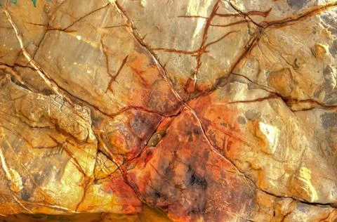 Multicolored rock wall from bottom sediments Stock Photos