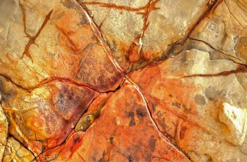 Multicolored rock wall from bottom sediments Stock Photos