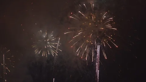 Multicolored rocket explosions 스톡 동영상 125131533