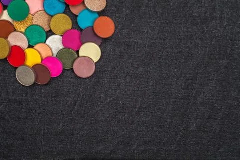 Multicolored round shaped eyeshadows Stock Photos