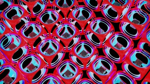 Multicolored rows of moving cubic figures on a black background. abstract loopin Video stock 166189384