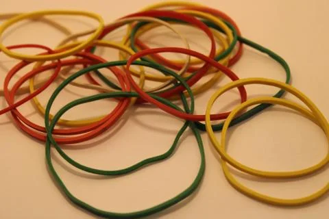 Multicolored rubber bands close view Foto stock