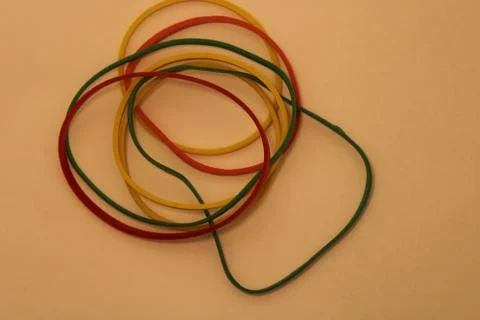 Multicolored rubber bands close view Stock Photos