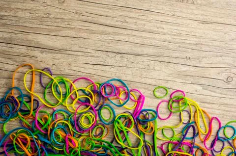 Multicolored rubber bands Stock Photos