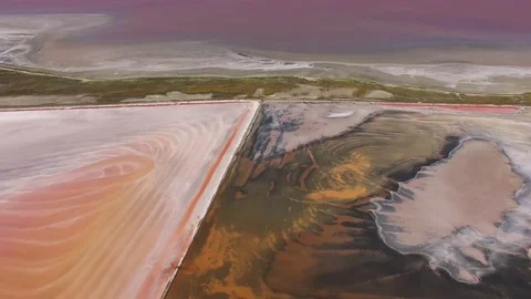 Multicolored salt lakes, aerial view, drone point of view Stock Footage 80655971