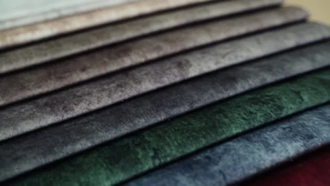 Multicolored samples of velvet fabrics Stock Footage 183466613