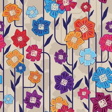 Multicolored seamless vector floral background. Stock Illustration