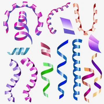 Multicolored serpentine with line texture on surface. Vector serpantine pieces Stock Illustration