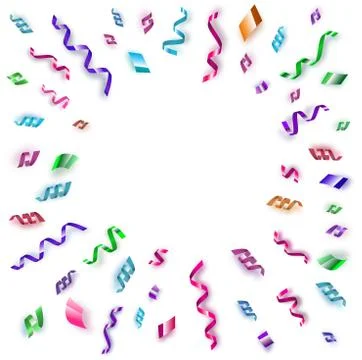 Multicolored serpentine with shadows fall set. Vector pink, violet, red, blue Stock Illustration