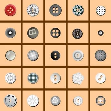 Multicolored sewing buttons with a pattern Stock Illustration