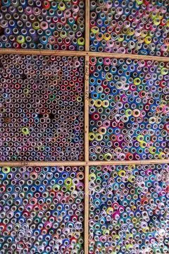 Multicolored Sewing threads pattern texture can be used as a background wal.. Stock Photos