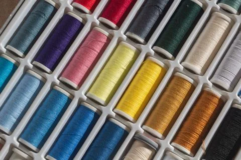 Multicolored sewing threads Stock Photos