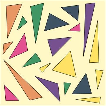 Multicolored shaped triangles on yellow background Stock Illustration