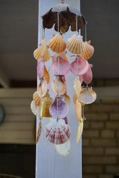 Multicolored shell wind chime Stock Photos