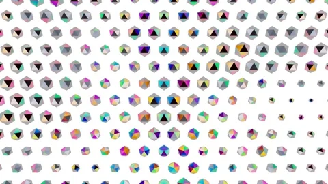 Multicolored shiny triangles make up three-dimensional hexagonal shapes of Stock Footage 153642208