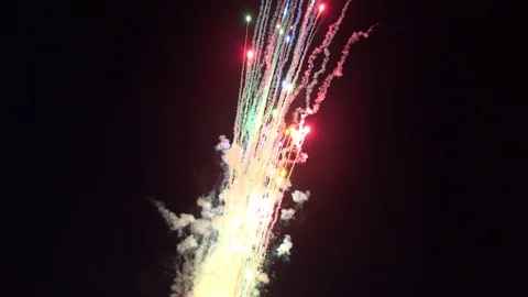 Multicolored Shooting Star Fireworks Stock Footage 114714531