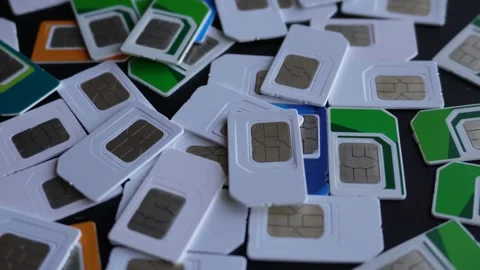 Multicolored sim cards rotating C0009 Stock Footage 254893246