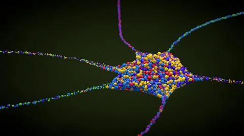 Multicolored single nerve cell or neuron - 3d illustration Stock Illustration
