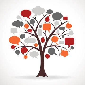 Multicolored Single-Speech Bubble Tree Stock Illustration