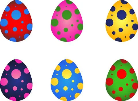 Multicolored six chicken easter eggs Illustrazione stock