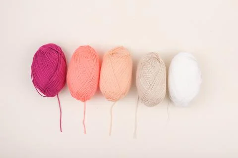 Multicolored skeins of thread for knitting Stock Photos