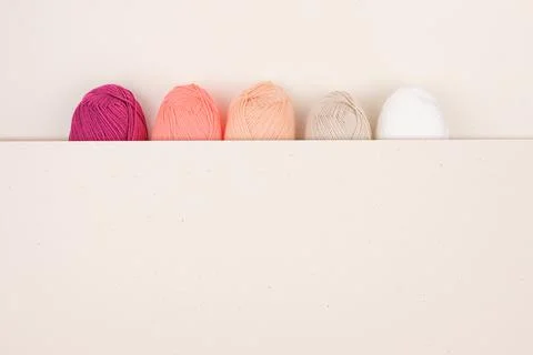 Multicolored skeins of thread for knitting Stock Photos