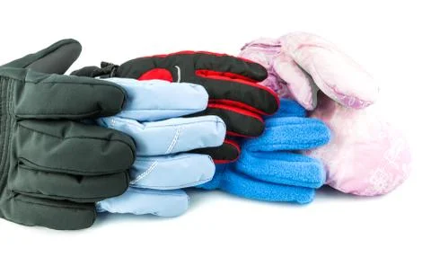 Multicolored ski gloves Stock Photos