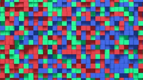 Multicolored small box cube random geometric background. Abstract square pixe Illustrazione stock
