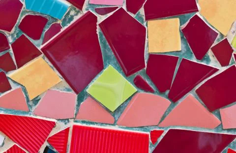 Multicolored small tiles abstract pattern background Stock Photos