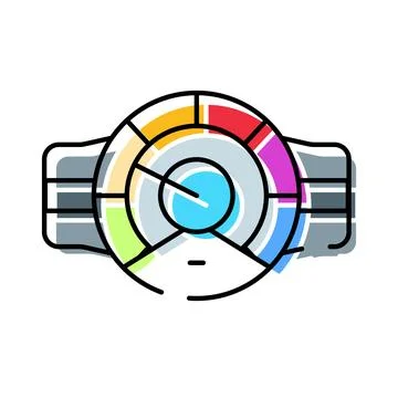 Multicolored smart watch displaying data analysis performance Illustrazione stock
