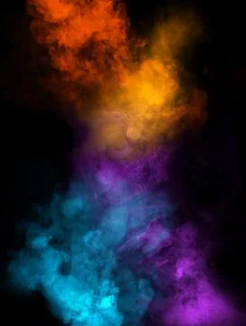 Multicolored smoke on black background Stock Photos