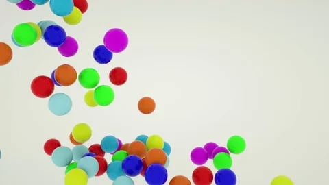 Multicolored smooth balls falling from above. animated abstract background. 3d r Stock Footage 123052126