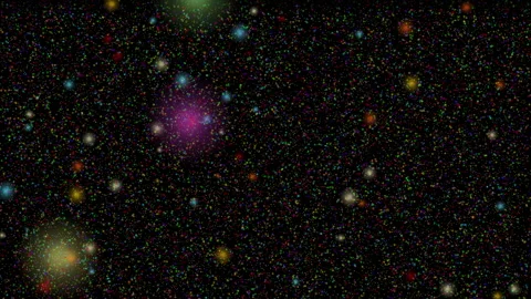 Multicolored Snow Particles Falling Over Black Background, Animation Video stock 295204577