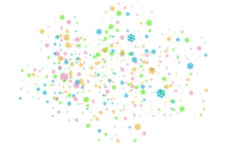 Multicolored snowflakes of different sizes and different transparency are ran Stock Illustration