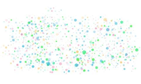 Multicolored snowflakes of different sizes and different transparency are ran Stock Illustration