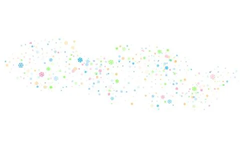 Multicolored snowflakes of different sizes and different transparency are ran Stock Illustration