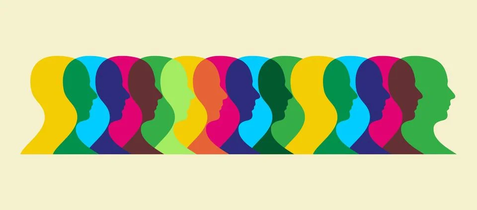 Multicolored social interaction Stock Illustration