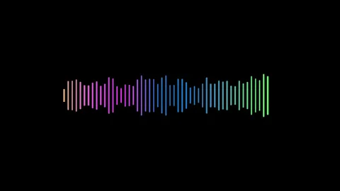 Multicolored sound wave, digital equalizer, audio waveform on black background Stock-Footage 327680017